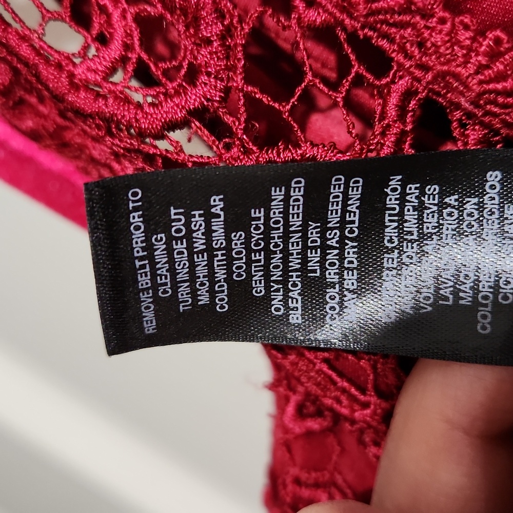 Practically New! WHBM Dark-Red Lace Holiday Mini Dress - Picture 6 of 7